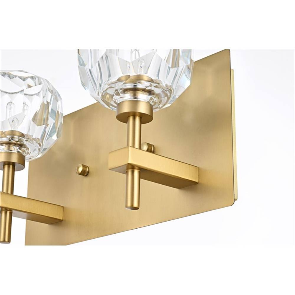 Alt View 4. Elegant Lighting - Graham 2-Light Modern Crystal Wall Sconce - Gold.