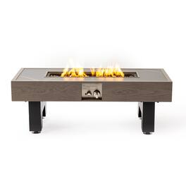 PexFix - 42" Propane Fire Pit Table, 50,000 BTU Outdoor Heater with Wood Finish & Cover for Patio & Backyard - Gray