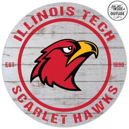 Jardine - Illinois Tech Scarlet Hawks 20'' x 20'' Indoor/Outdoor Weathered Circle Sign - White
