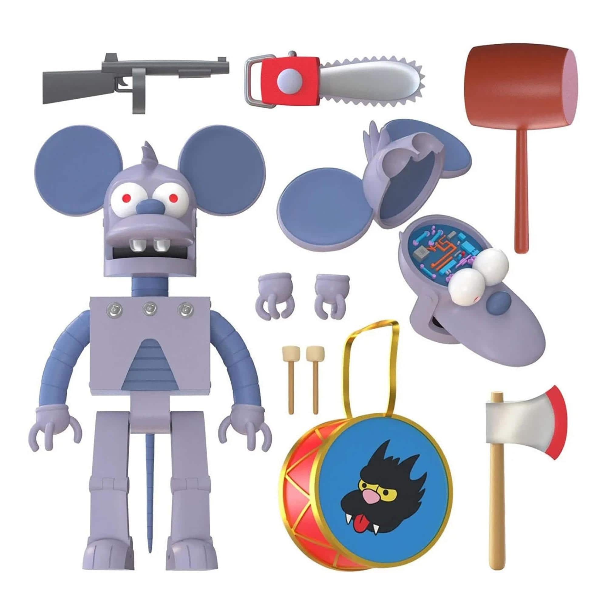 Super7 - The Simpsons Ultimates Robot Itchy 7-Inch Action Figure - Gray