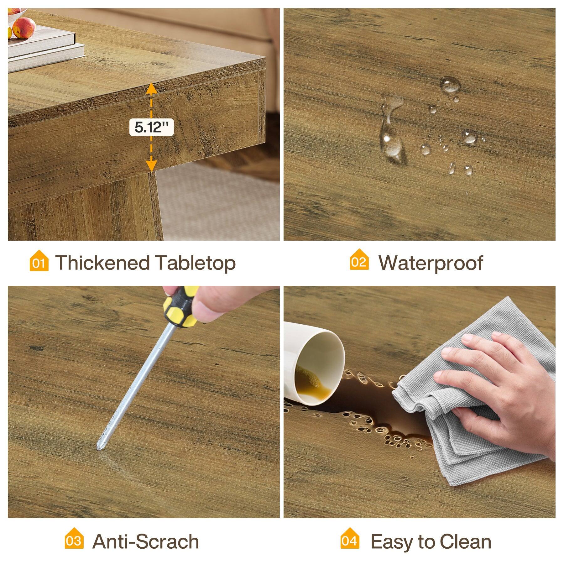 5.12"

01 Thickened Tabletop
02 Waterproof
03 Anti-Scratch
04 Easy to Clean