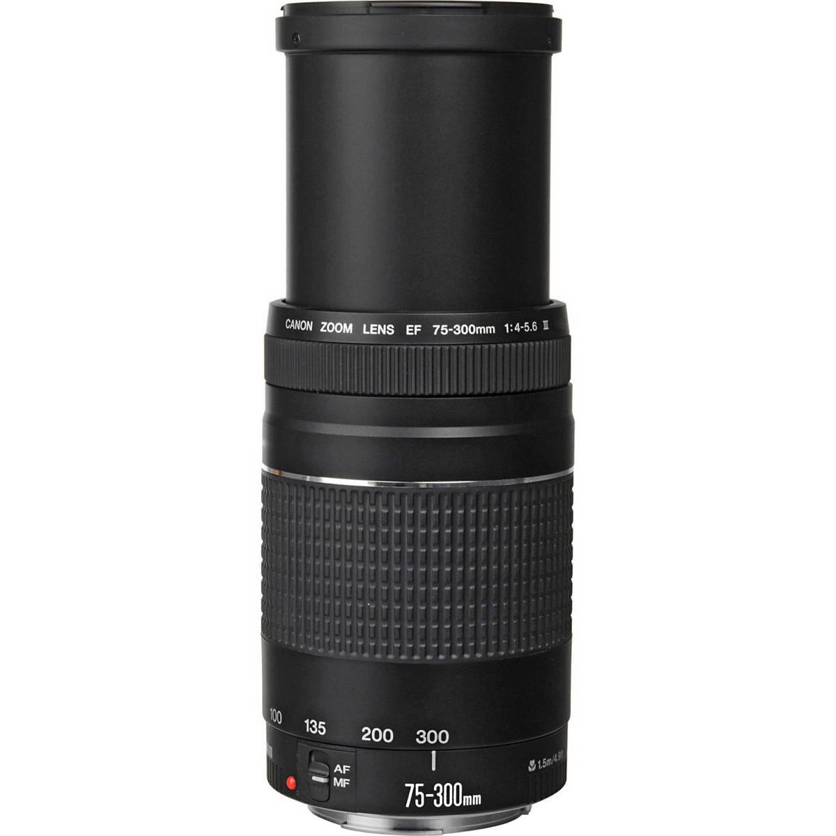 CANON ZOOM LENS EF 75-300mm 1:4-5.6 I  
100 135 200 300 AF | MF 75-300mm  
5 1,5m