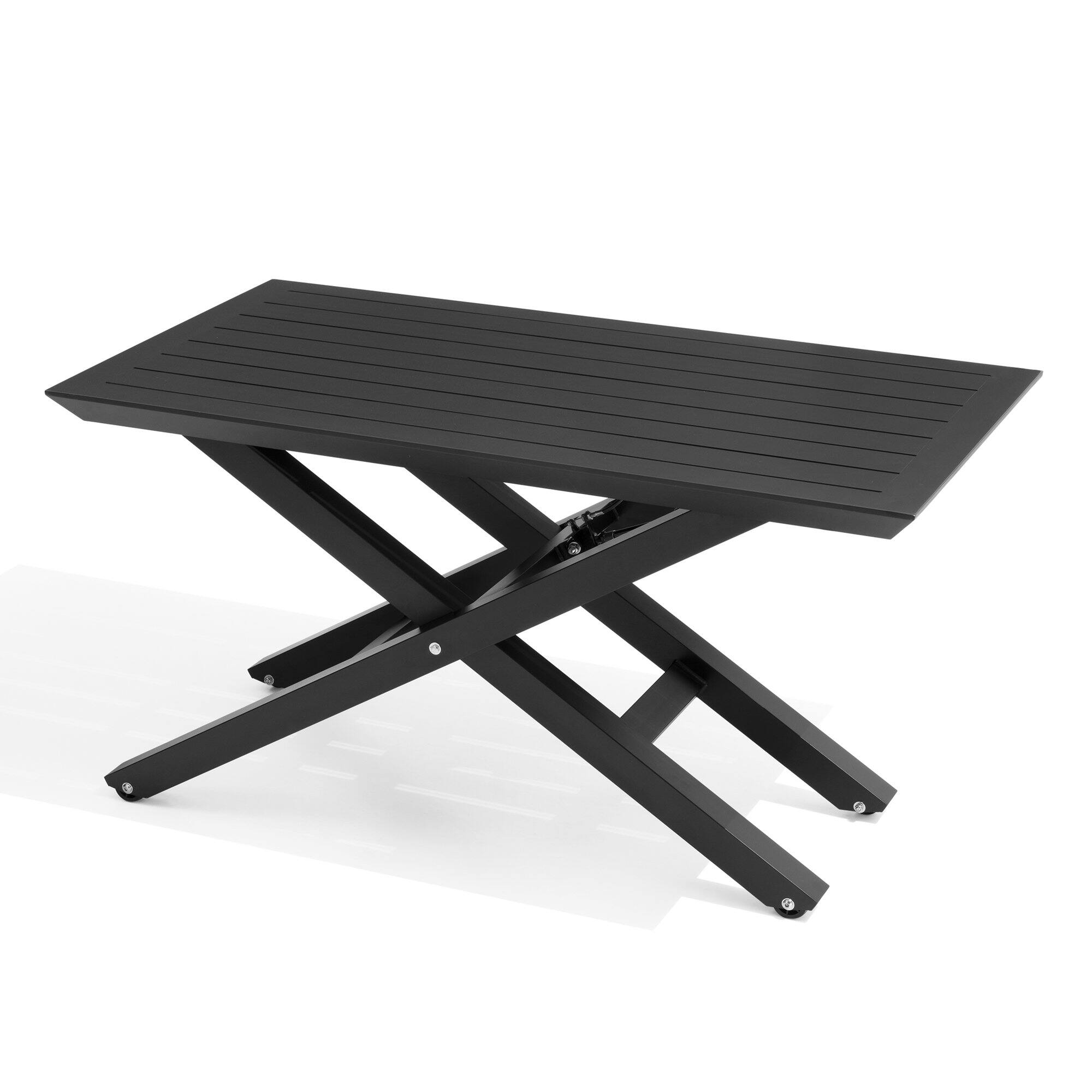 Alt View 4. Crestlive Products - Crestlive Products outdoor Liftable dining table Rectangle Outdoor Coffee Table - Black.