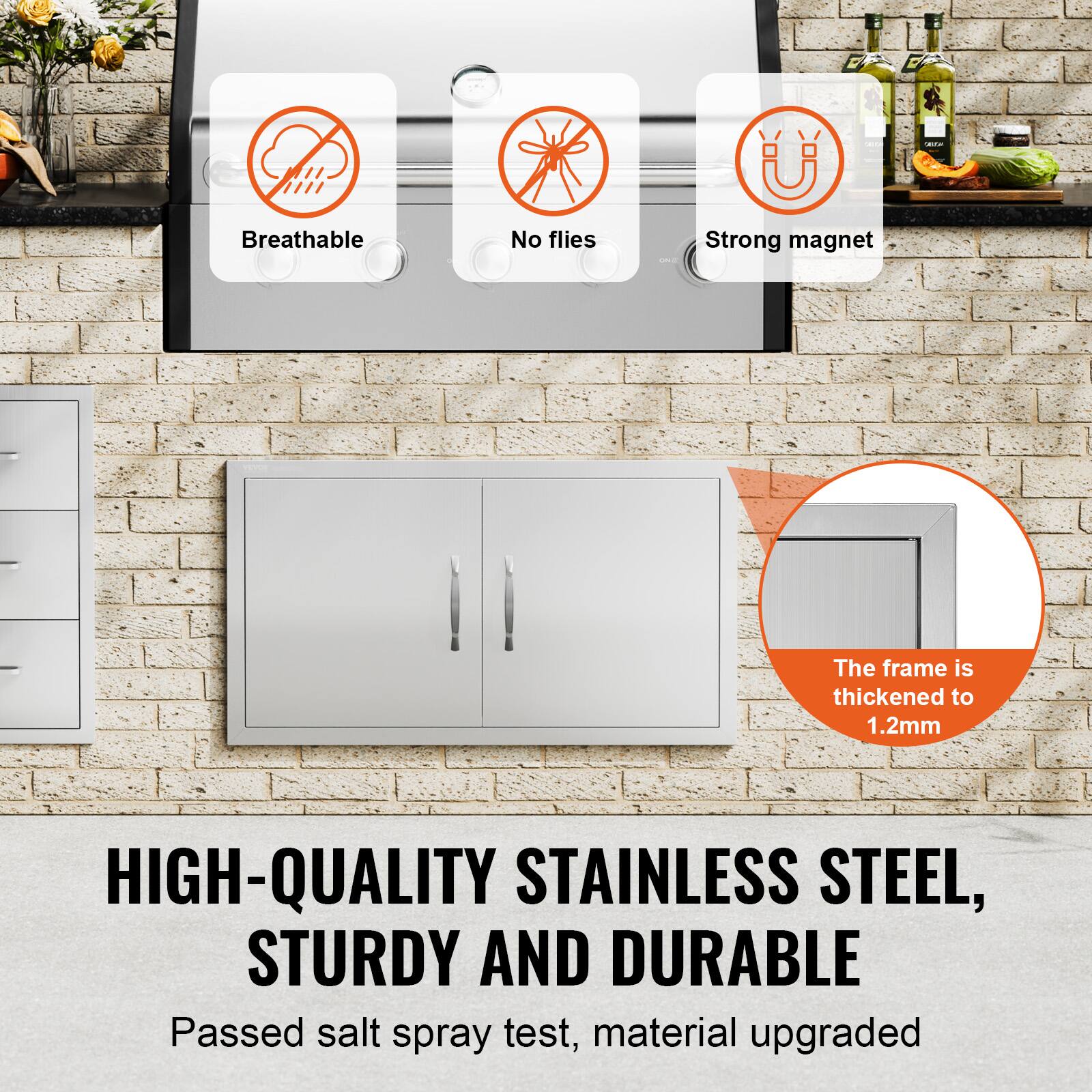 - Breathable
- No flies
- Strong magnet
- The frame is thickened to 1.2mm
- HIGH-QUALITY STAINLESS STEEL, STURDY AND DURABLE
- Passed salt spray test, material upgraded
