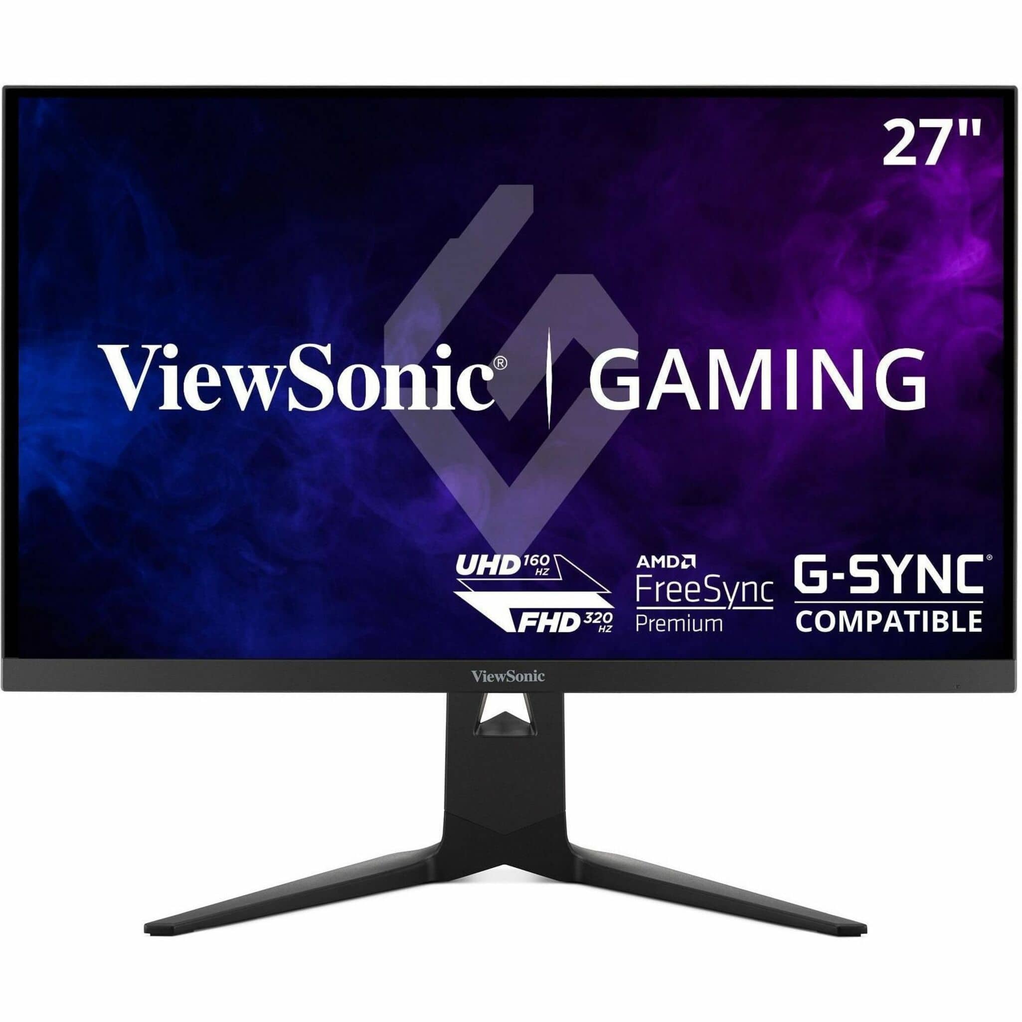 The text on the image reads "27" ViewSonic GAMING UHD 160 AMD2 N2 G-SYNC FreeSync FHD 320 Premium COMPATIBLE KZ ViewSonic."