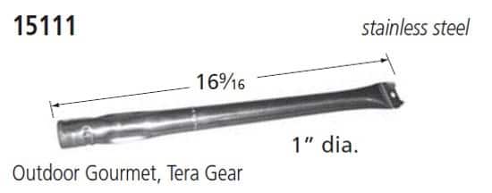 Music City Metals - MCM111511115 BURNER, PIPE, SS, 16.5625 X 1 pipe burners, straight, 19" to 16 1/2"