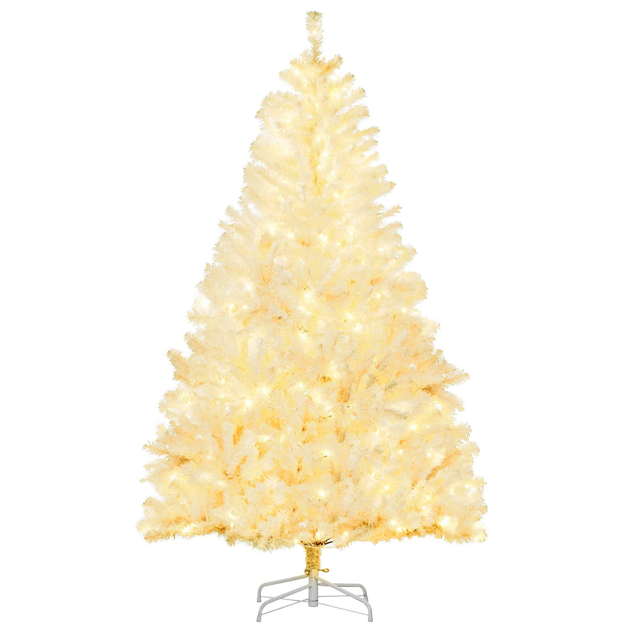 BreeBe - 6ft Tall Prelit Artificial Christmas Tree Holiday DÃ©cor with 638 Branches - White