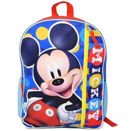Disney - Mickey Mouse 16" Nylon School Backpack 16" for Boys, with a Large front Pocket - Red