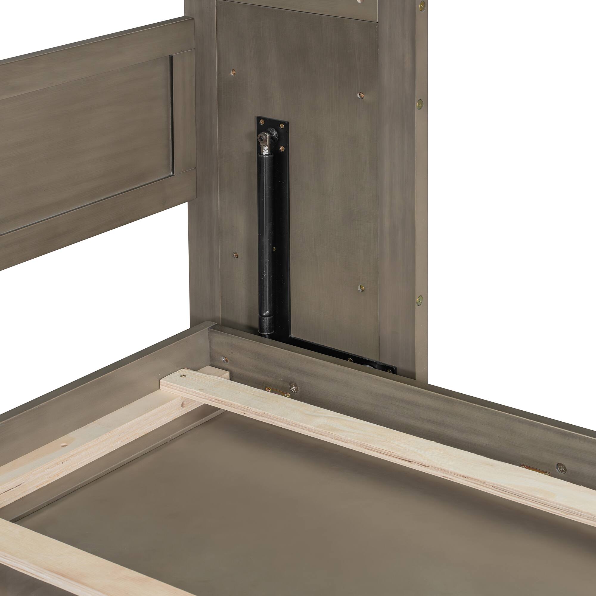 Alt View 7. Anysun - Queen Size Wall Murphy Bed with Storage, Foldable Cabinet Bed with Vanity Desk, Center Mirror & 2 Side Drawers - Gray.