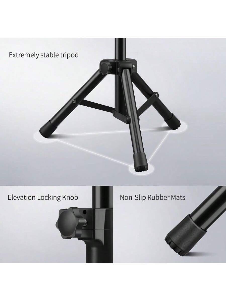 - Extremely stable tripod
- Elevation Locking Knob
- Non-Slip Rubber Mats