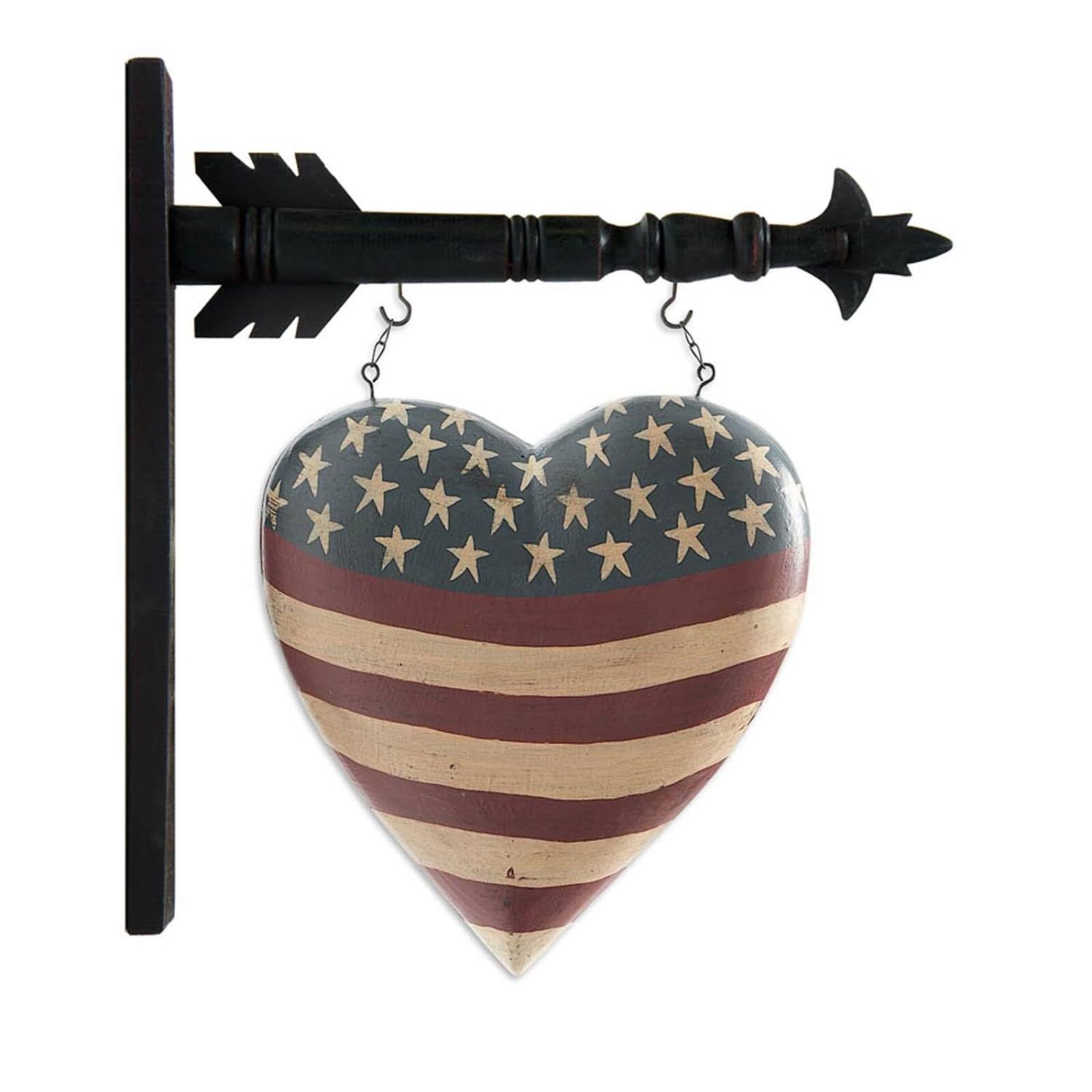 Angle. K&K Interiors - K&K Interiors 15 Inch Americana Heart Arrow Replacement, Red/White/Blue - Arrow Hanger NOT included - Multicolor.