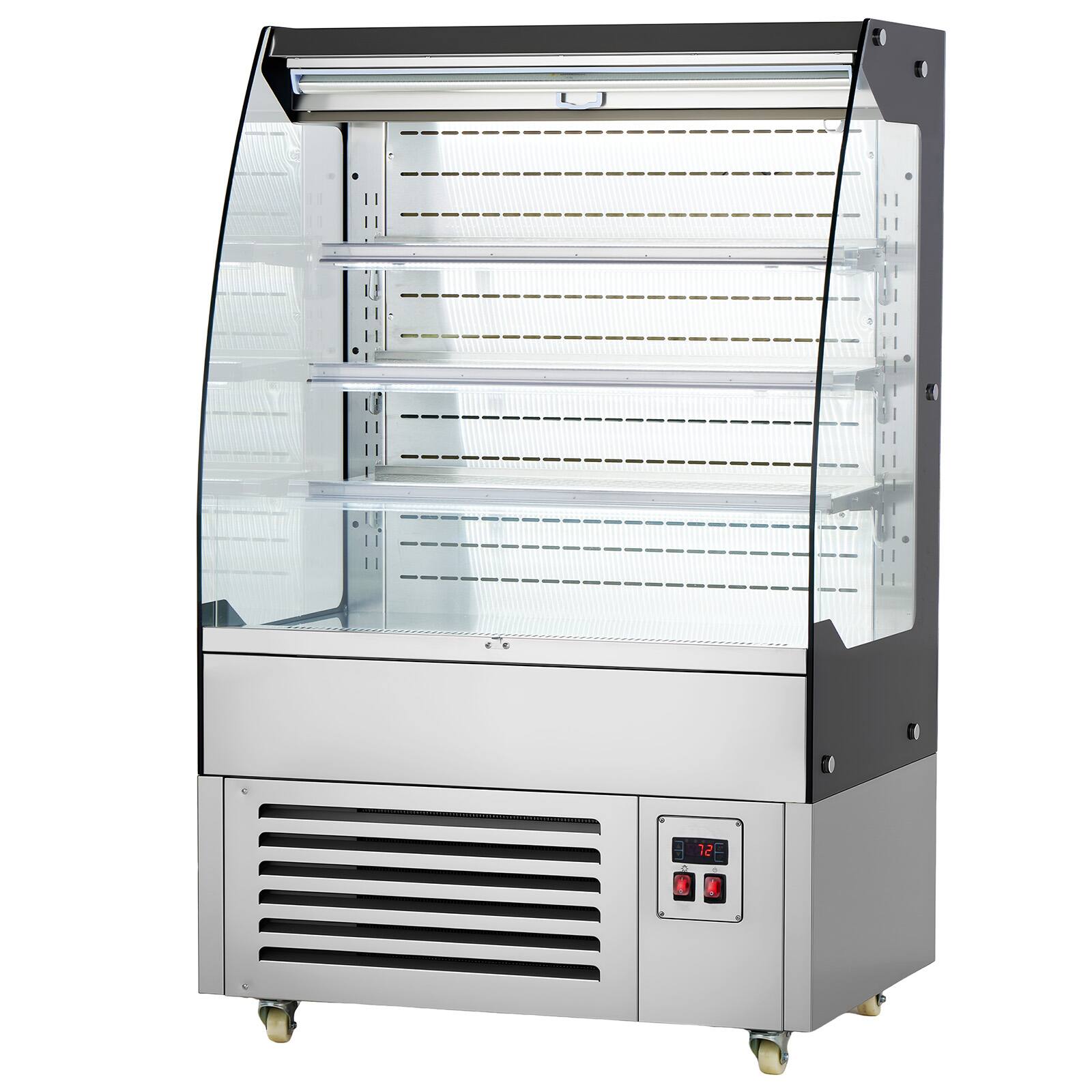 Alt View 5. VEVOR - Open Air Merchandiser, 5.4 cu. ft. 3-Tier Shelving Commercial Refrigerator, Grab and Go Fan Cooling Display Cooler - Black;Silver.