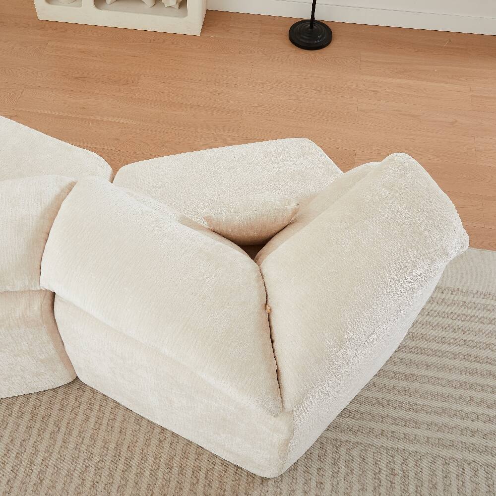 Alt View 9. Loheer - Loheer 53-Inch Cream Single Seater Lounge Chair Modular Foam Sofa - Cream.