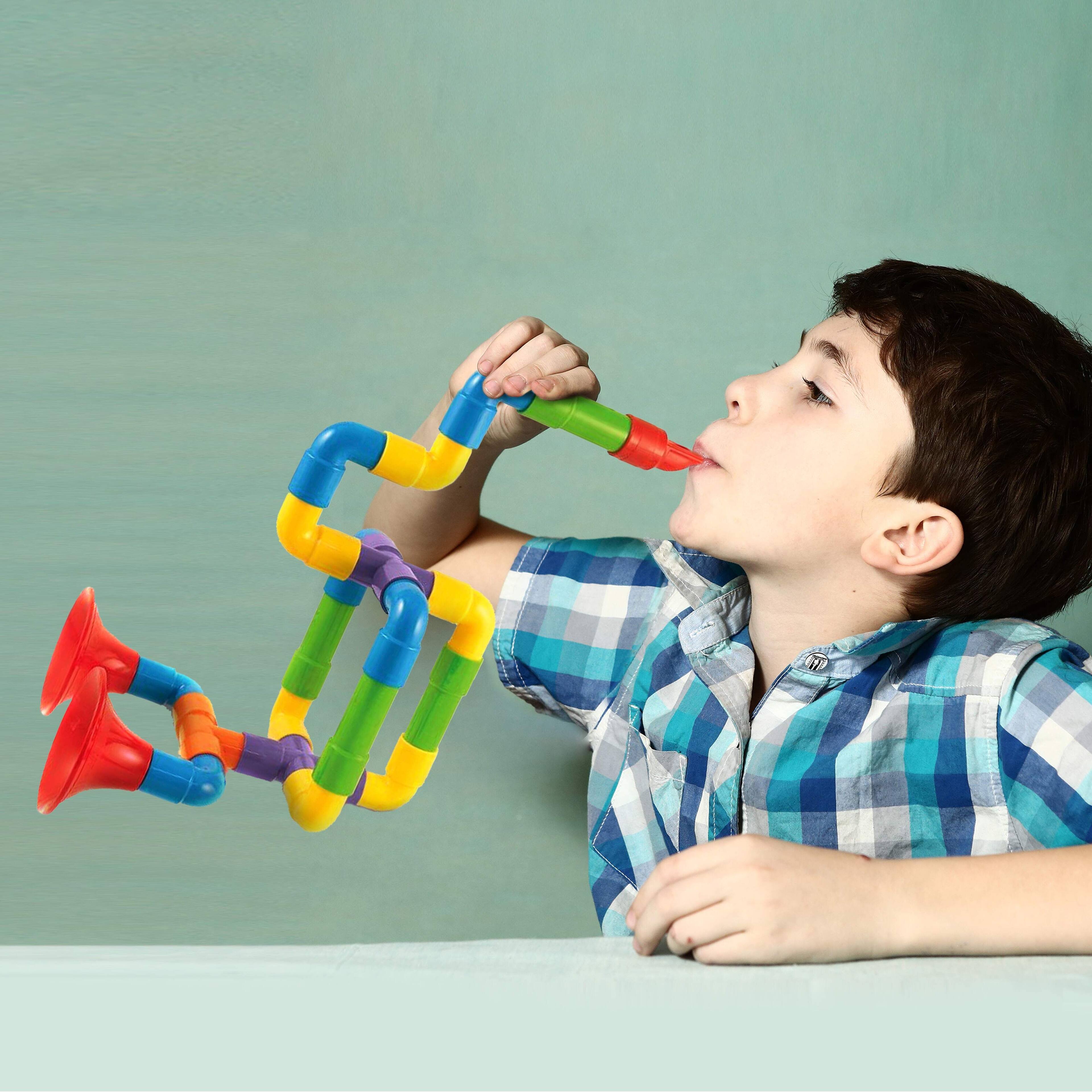 Alt View 2. PicassoTiles - PICASSO-TILES Pipe Tube for Kids, 136PCS Wheel Construction STEM Building Blocks Educational Toy - Multicolor.