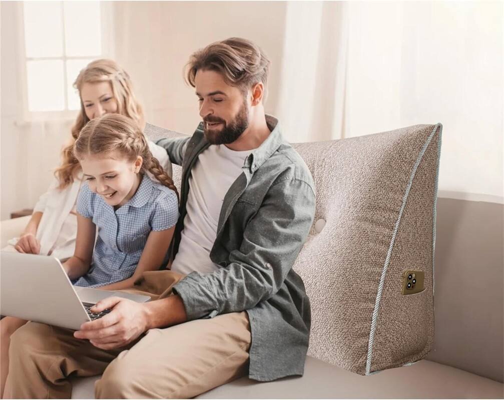 Back. wowmax - King Size Light Pink Wedge - Extra Large Plush Triangle Reading Pillow for Bed Back Support - Light Pink.