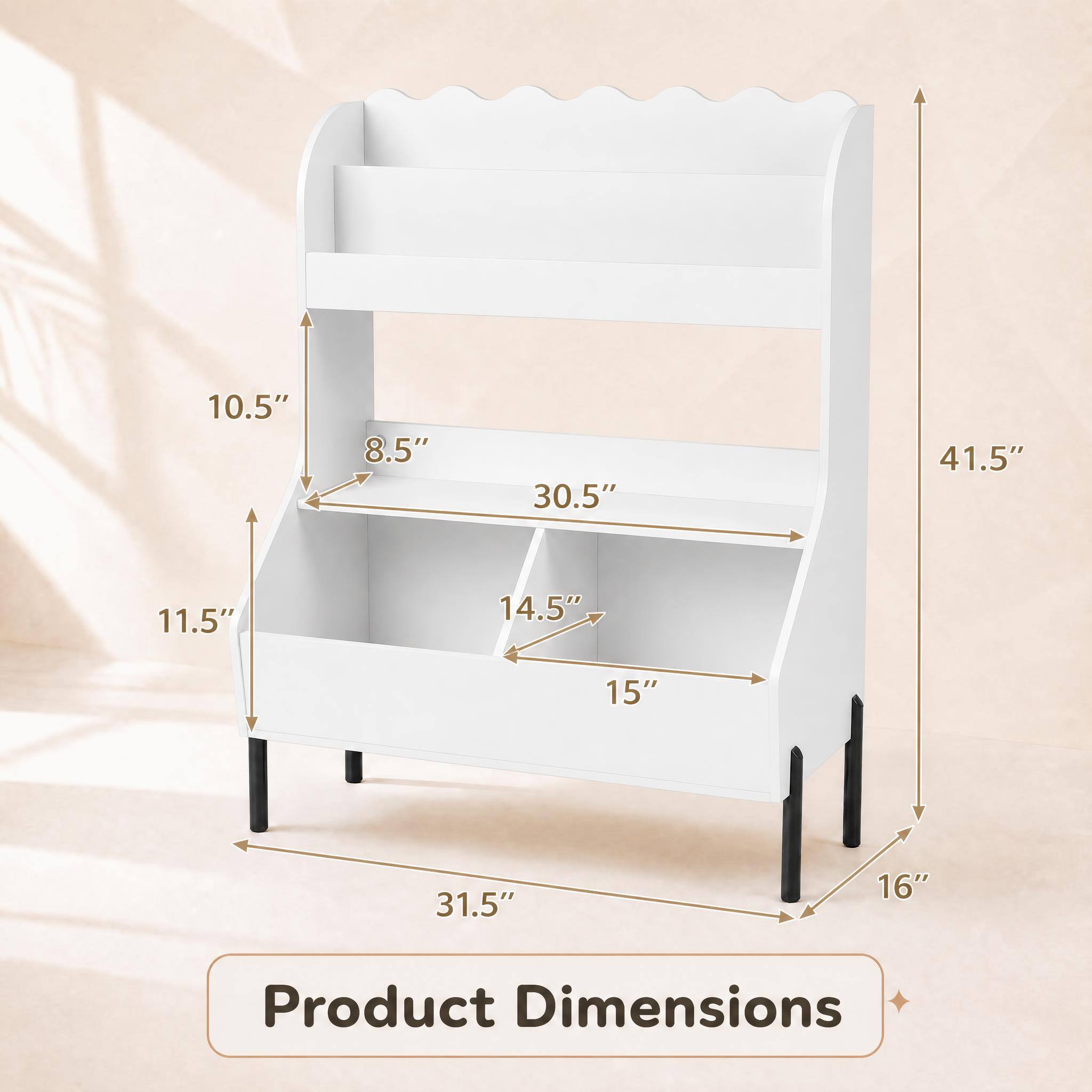 10.5"  
8.5"  
30.5"  
41.5"  
11.5"  
14.5"  
15"  
31.5"  
16"  

Product Dimensions