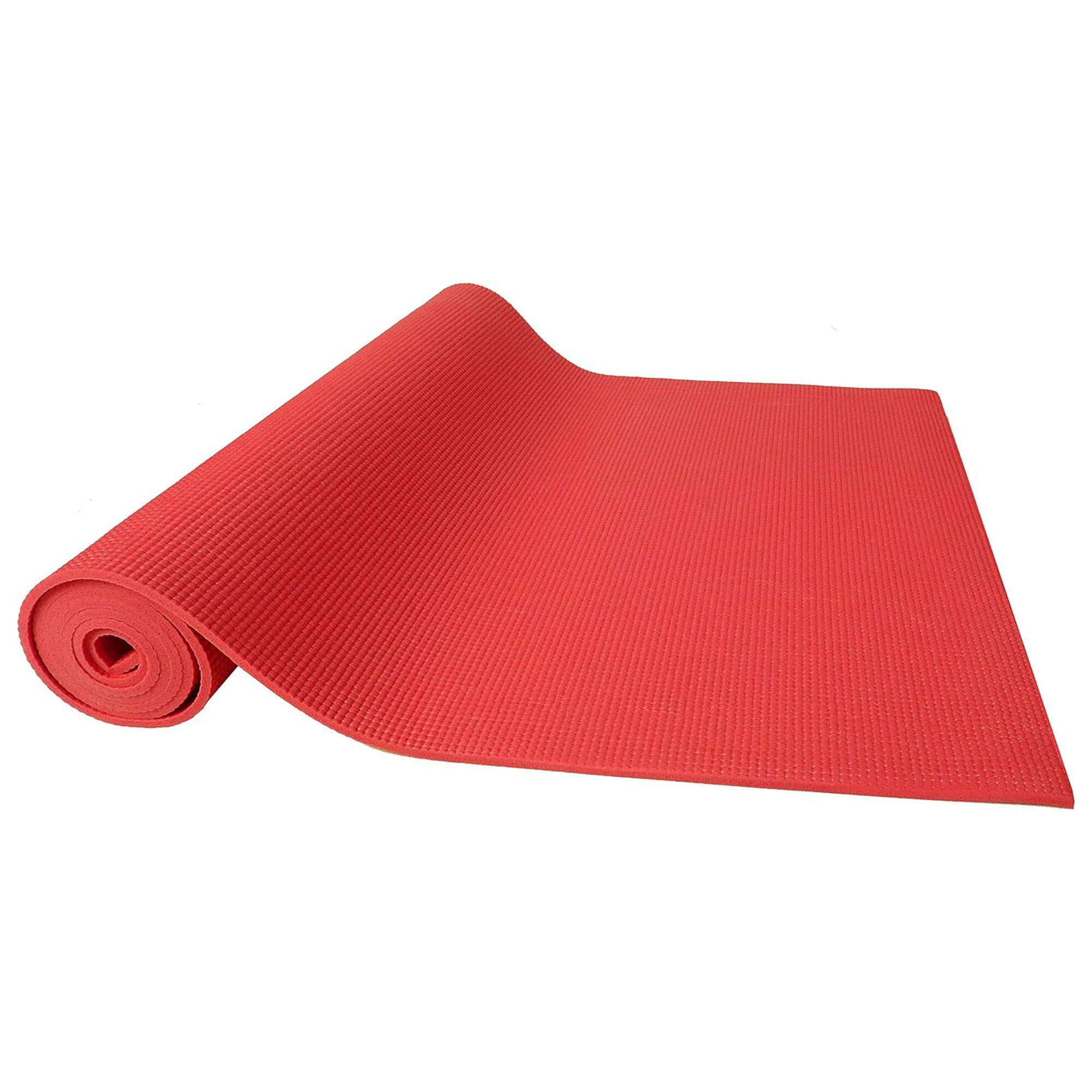 Alt View 2. Signature Fitness - Signature Fitness All Purpose High Density No Tear Exercise Mat w/Strap, Red - Red.