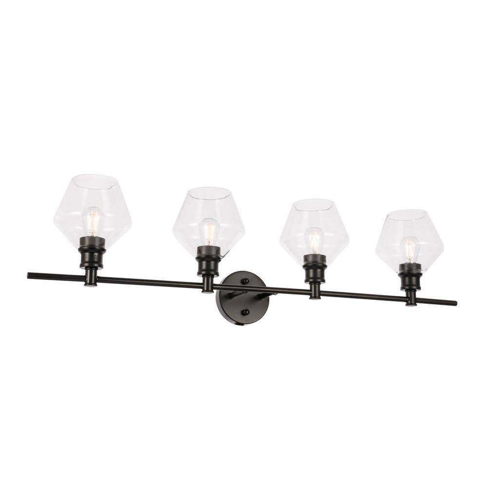 Alt View 8. Living District - Gene 4 light Black and Clear glass Wall sconce - Black And Clear Glass.
