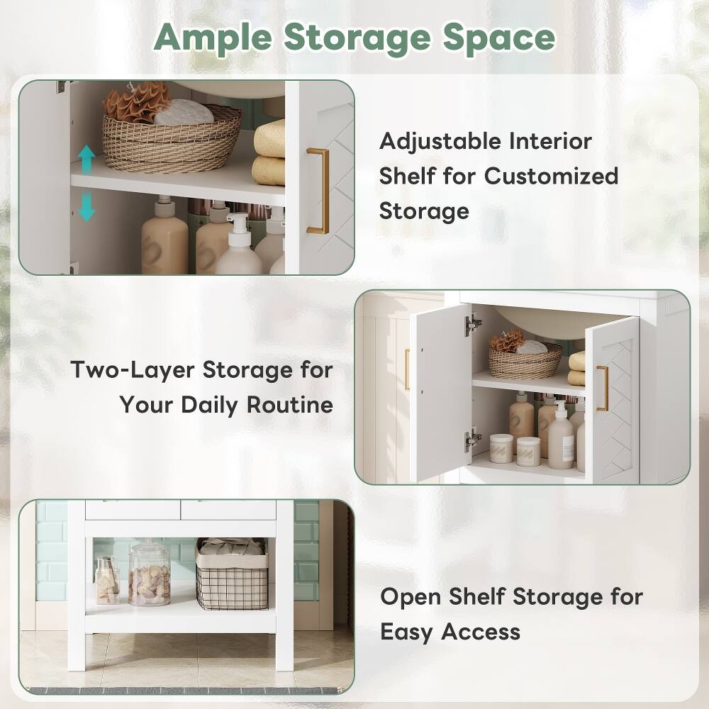Ample Storage Space

Adjustable Interior Shelf for Customized Storage

Two-Layer Storage for Your Daily Routine

Open Shelf Storage for Easy Access