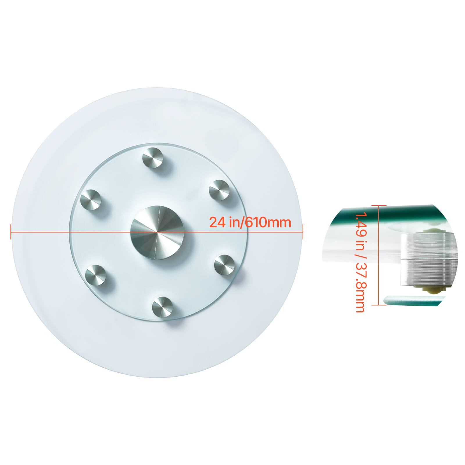 24 in/610mm  
1.49 in / 37.8mm