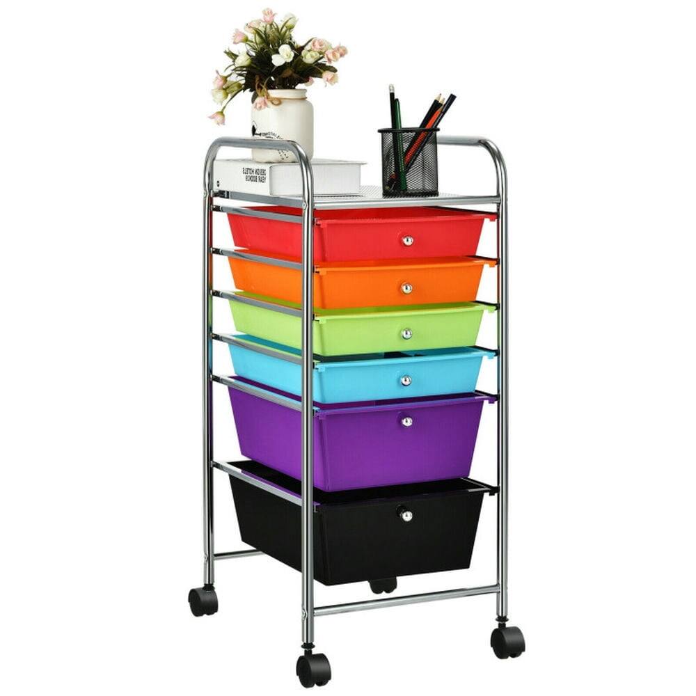 Back. Kadyn - Filing Cabinet Office Drawers, Office Storage Cabinet,6 Drawers Rolling Storage Cart Organizer-Multicolor.