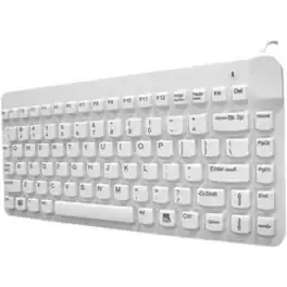 Man & Machine - Premium Waterproof Disinfectable Silent 12" Keyboard - Cable Connectivity - USB Interface - Computer - PC - White