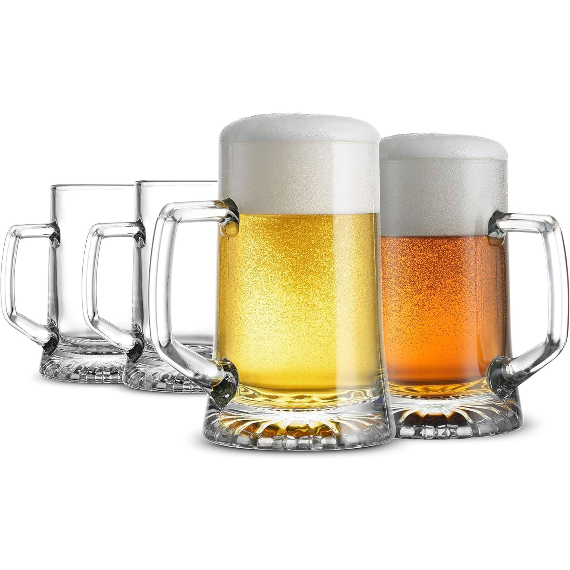 Front. Bormioli Rocco - Bormioli Rocco Stern Beer Mug Set of 4, 17 Oz Clear Glass Dishwasher Safe - Clear.