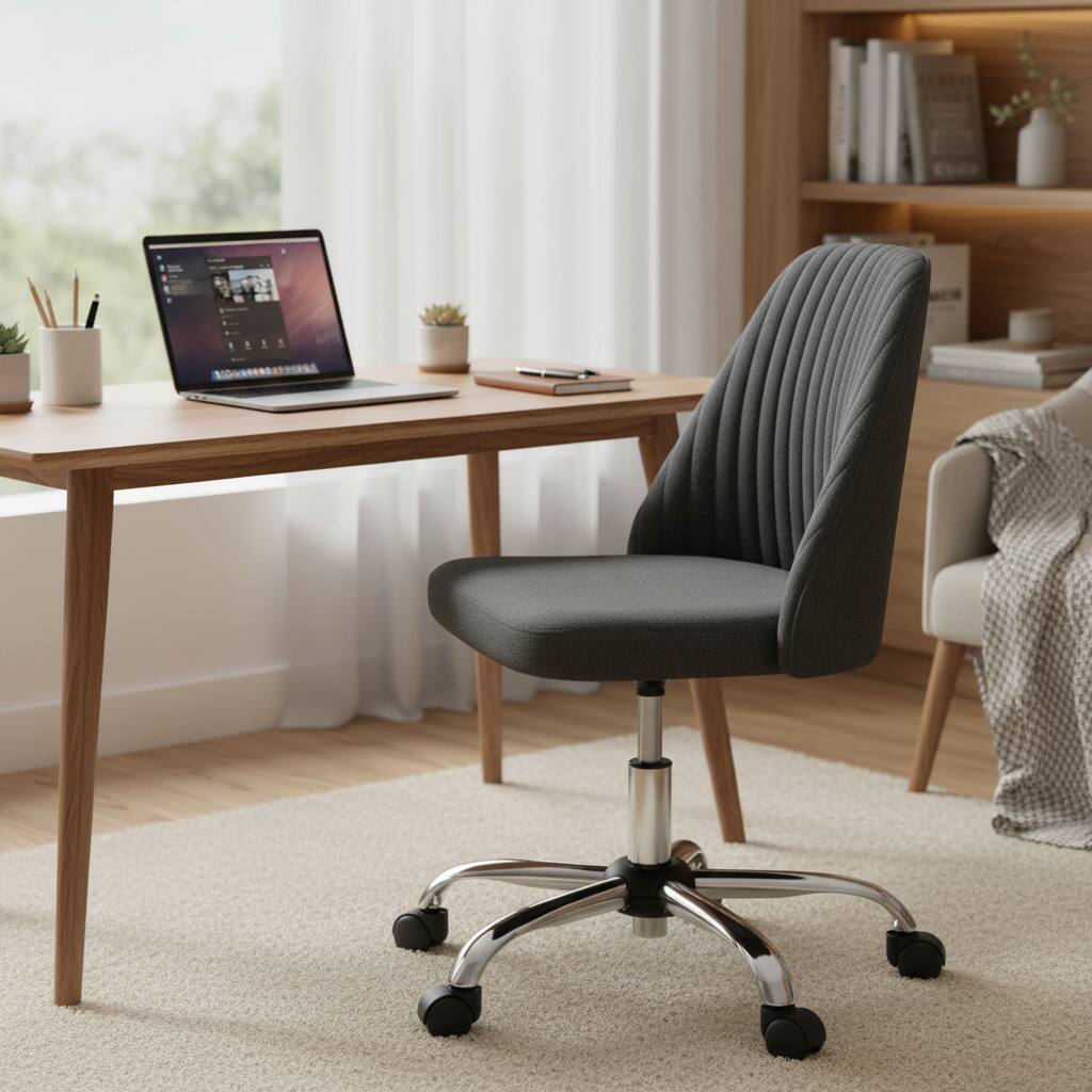 Angle. AOITUN - Office chair charcoal gray - armless desk chair with wheels for home office - comfy wide seat computer task chair - Gray.
