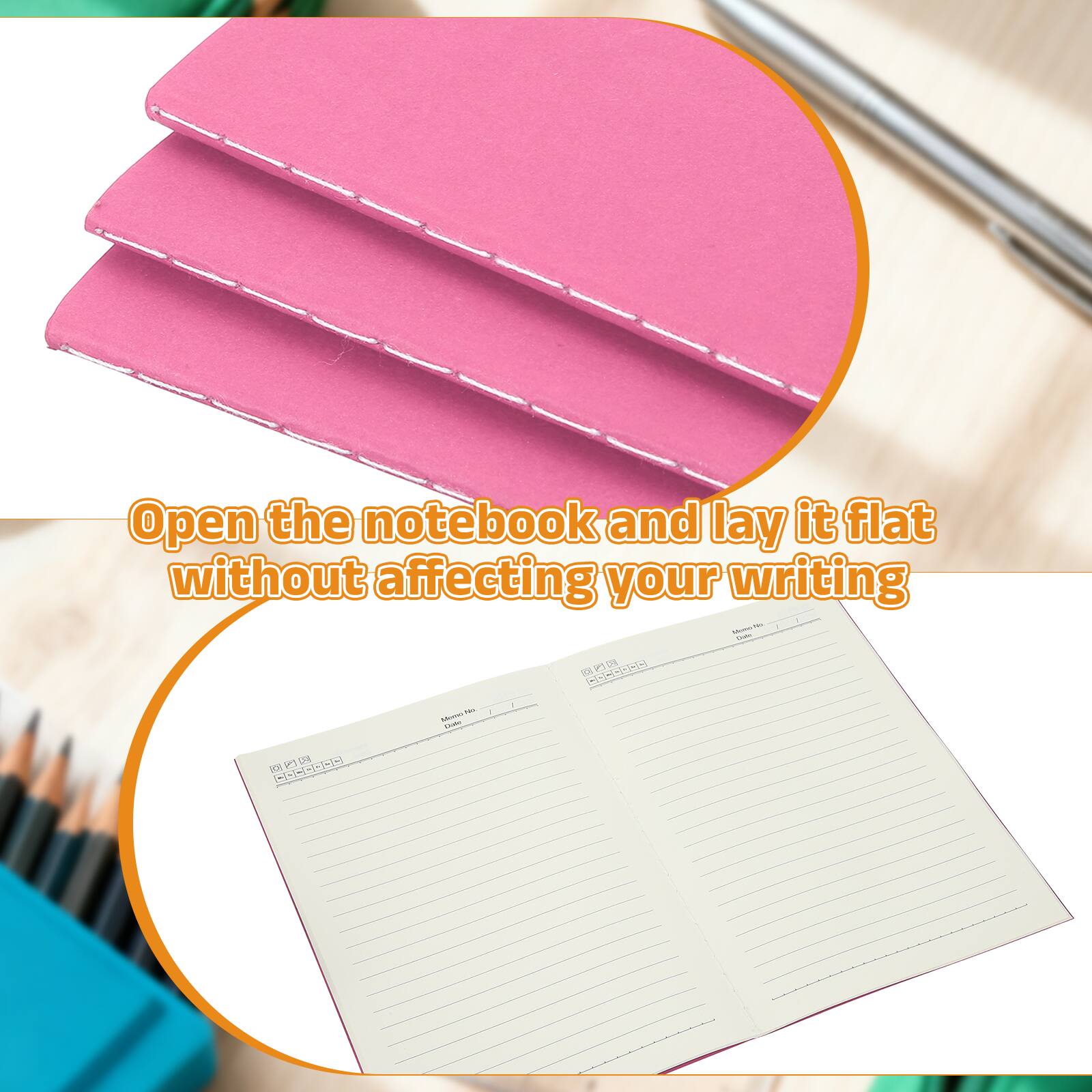 Unique Bargains 3pcs A5 Notebook, Pocket Kraft Memo Notepads Wide Ruled ...