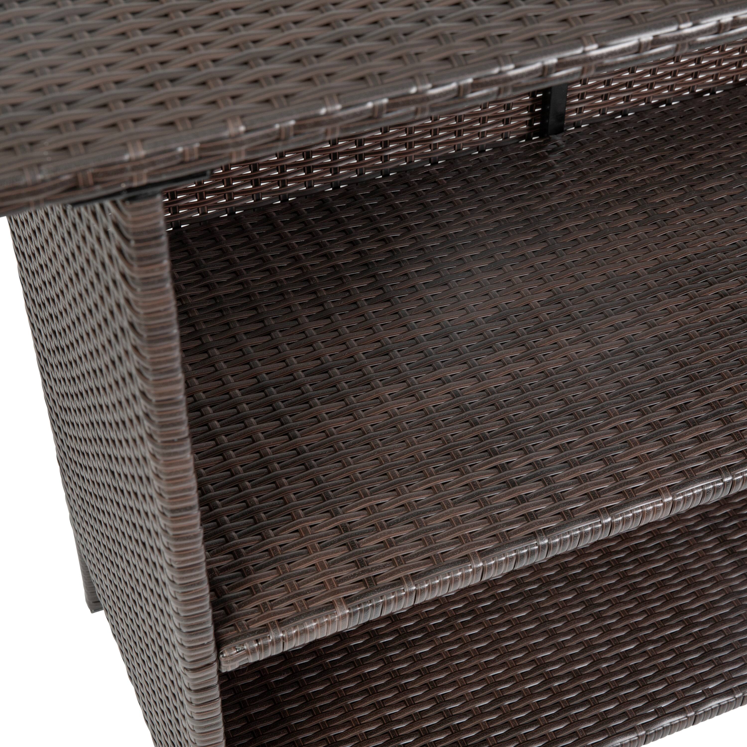 Alt View 10. Emma + Oliver - Melfi Wicker Rattan Counter Height Bar Table for Indoor/Outdoor Use with Inner Shelf and Bar Top - Brown.