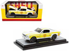M2 - 1966 Ford Mustang 2+2 GT #57 "Shell Oil" White with Yellow Stripes Limited Edition to 5650 pieces Worldwide 1/24 - White and Yellow