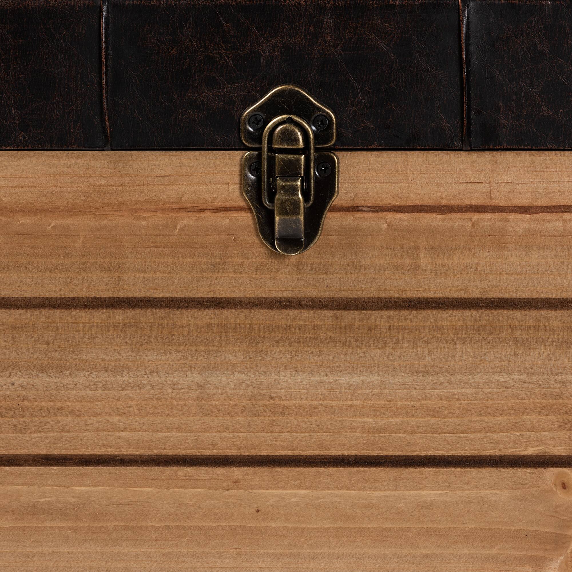 Alt View 6. Baxton Studio - Edmund Rustic Transitional Faux Leather Upholstered and Oak Brown Finished Wood Storage Ottoman - Dark Brown/Oak Brown.