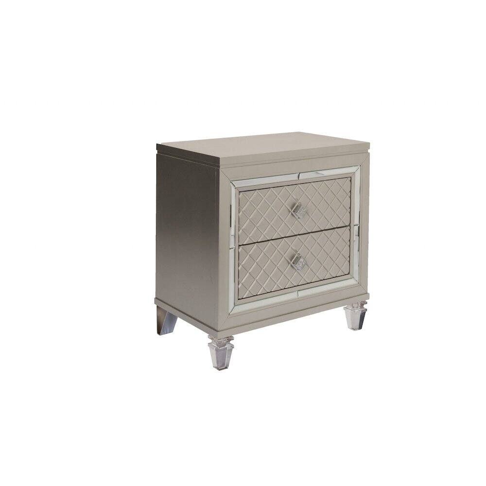 Front. Best Quality Furniture - Mirror with LED Lit Borders - Beige.