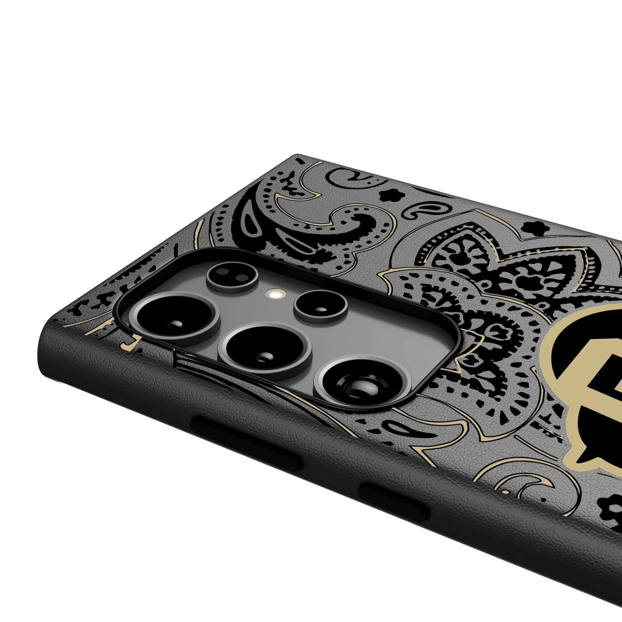 Alt View 3. Keyscaper - Colorado Buffaloes Paisley Galaxy Magnetic Bump Case - S25 - Black.