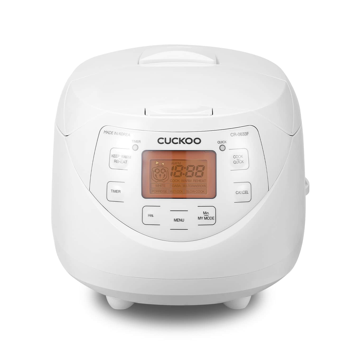 CUCKOO ELECTRONICS - Cuckoo Rice Cooker 12 Cups Cooked Warmer with Nonstick Pot 11 Menu Options and Micom Fuzzy Logic Tech CR-0633F) - White