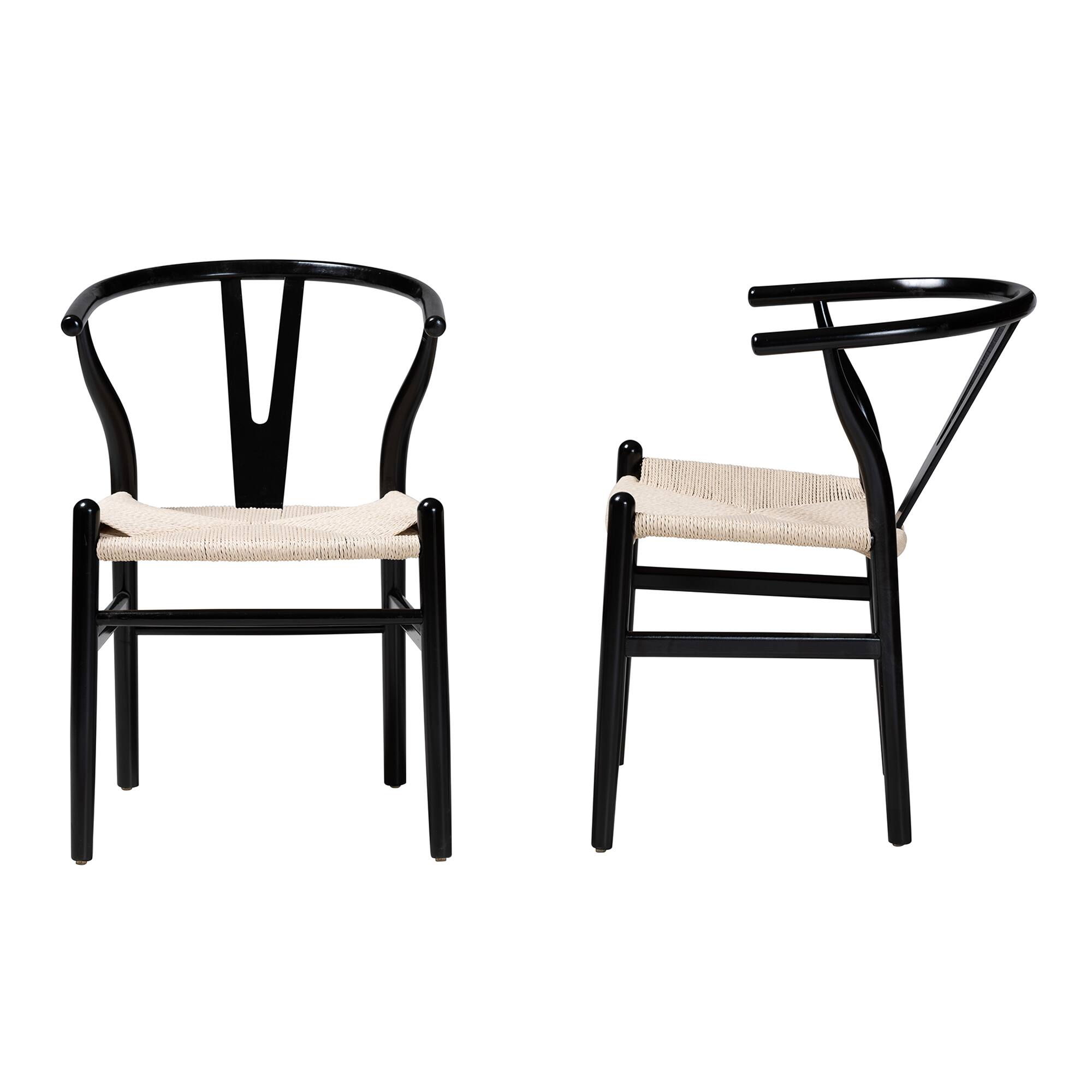 Left. Baxton Studio - Paxton Modern Finished Wood 2-Piece Dining Chair Set - Black/Beige.