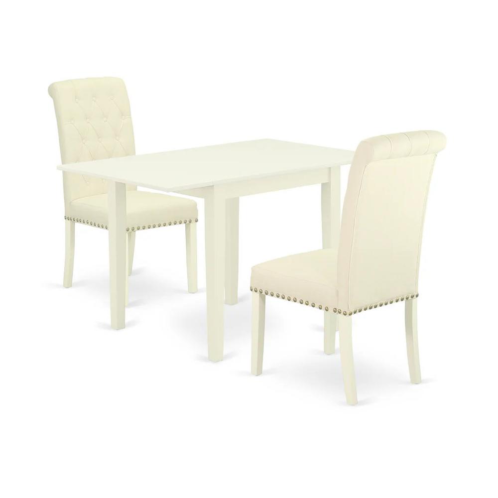 Left. East West Furniture - East West Furniture 3-Piece Dining Room Set-A Modern Dining Table and 2Linen FabricDinning Room Chairs with Button - Multi-Color.