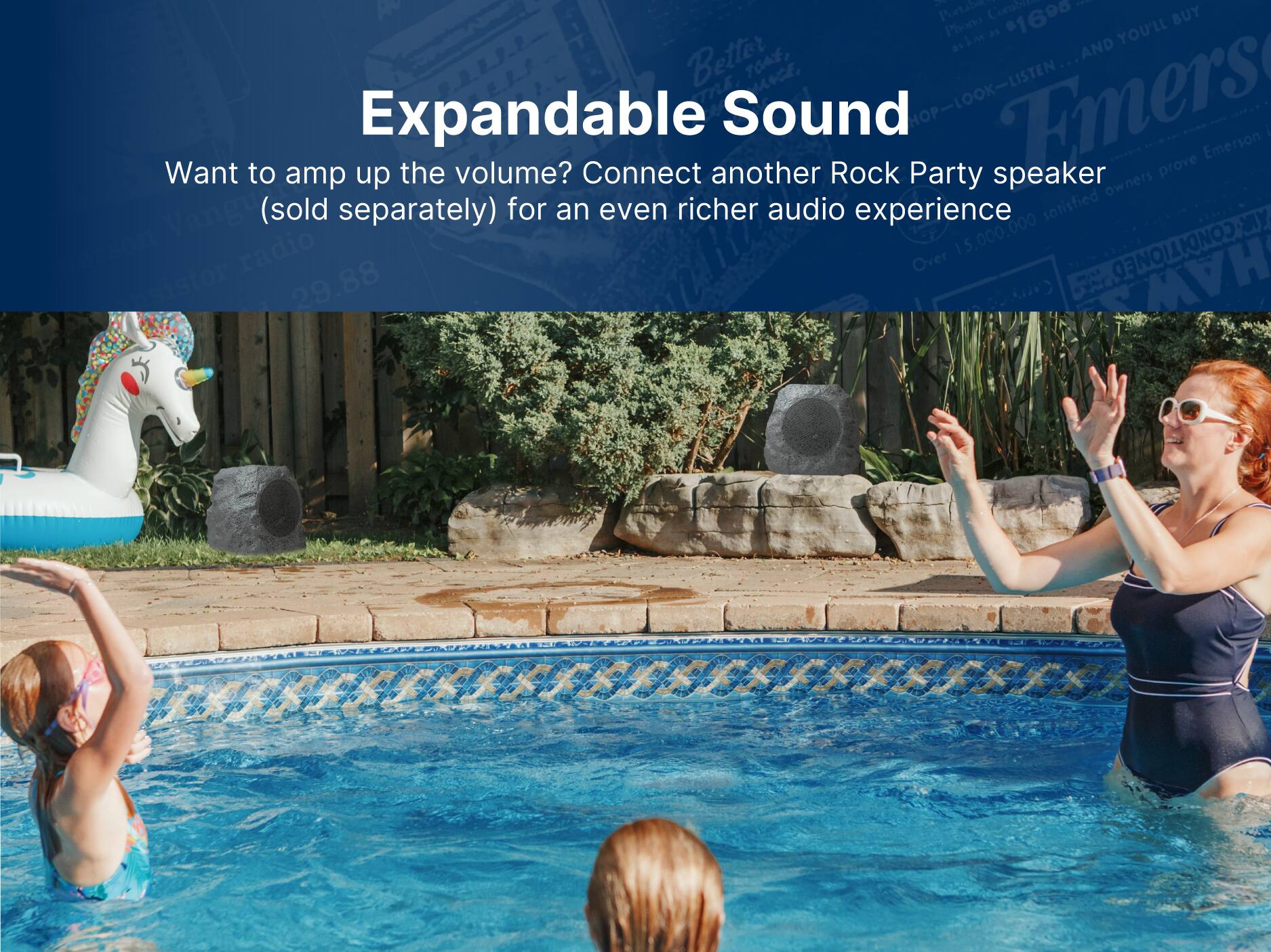 Want to amp up the volume? Connect another Rock Party speaker (sold separately) for an even richer audio experience. Expandable Sound.