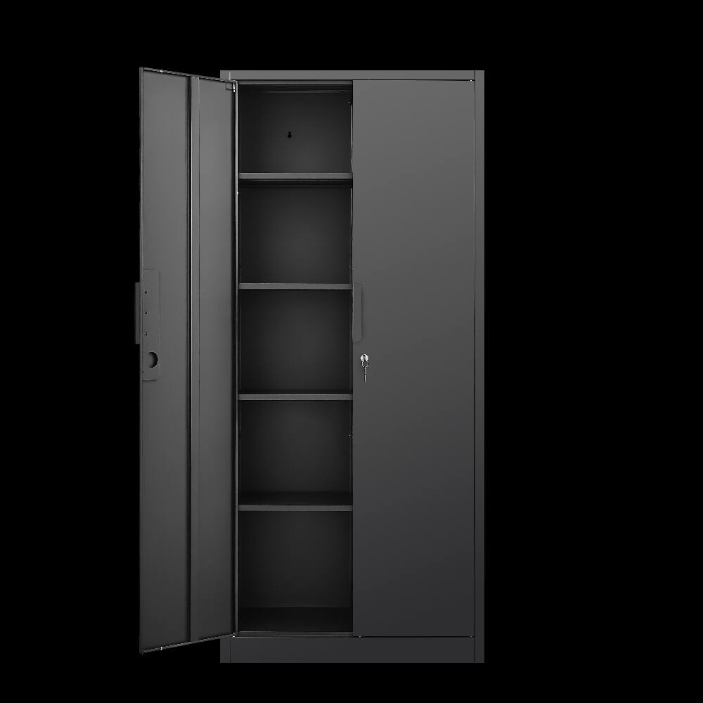 Alt View 4. Loheer - Loheer 70-Inch 2-Door File Cabinet with Lock Heavy-Duty Steel Storage Cabinet 4 Adjustable Shelves for Home Office Black.