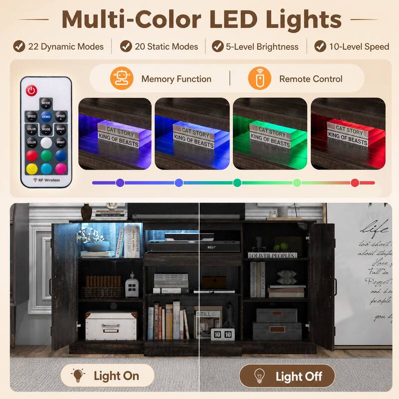 Multi-Color LED Lights  
22 Dynamic Modes  
20 Static Modes  
5-Level Brightness  
10-Level Speed  
Memory Function  
Remote Control  

MODE  
SPEED  
DEMO  
SPEED  
COLOR  
COLOR  
MODE  
BRIGHT  

CAT STORY KING OF BEASTS  
CAT STORY KING OF BEASTS  
CAT STORY KING OF BEASTS  
CAT STORY KING OF BEASTS  

RF Wireless  
LAMIP2K  

Light On  
Light Off