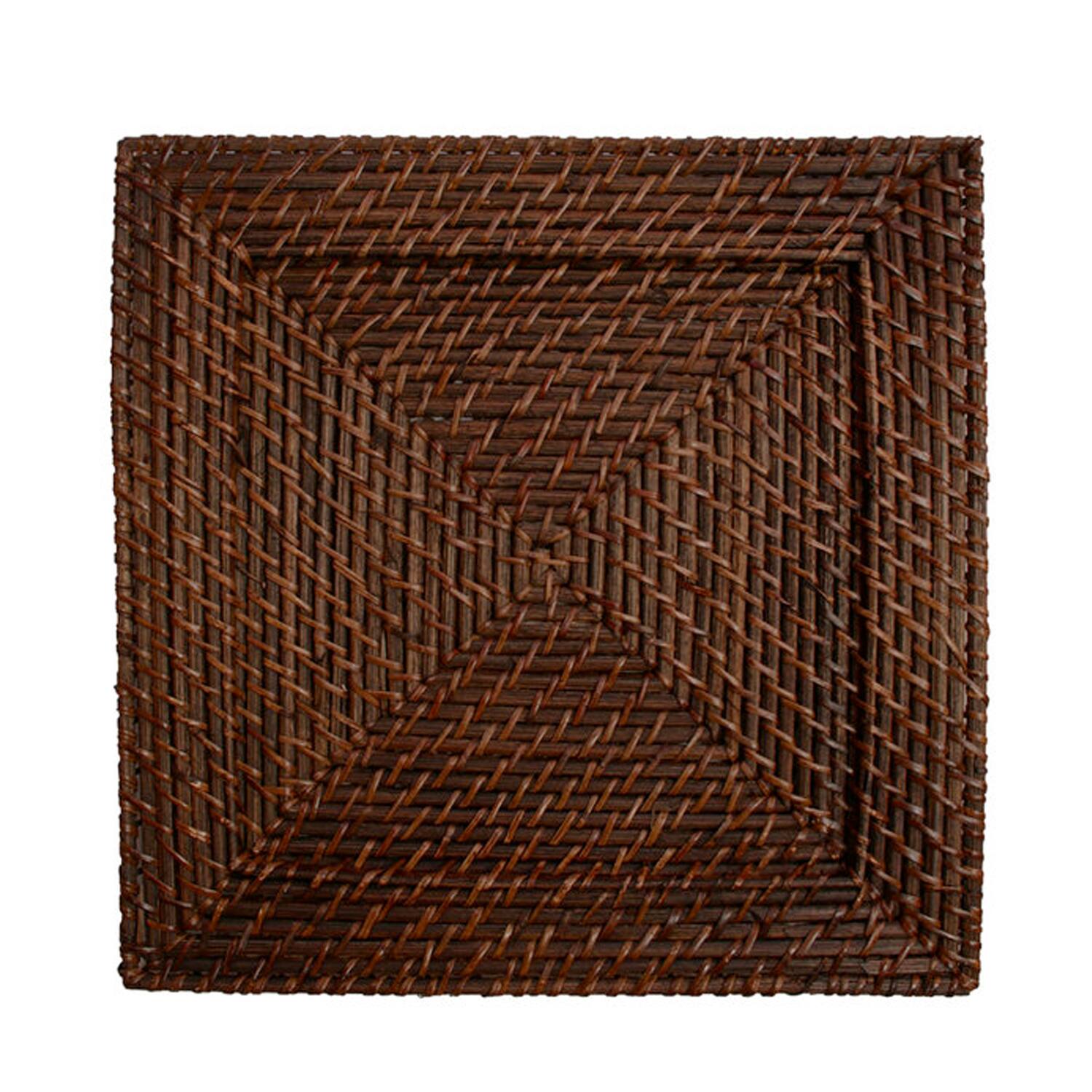 Angle. American Atelier - Set Of 4 Square Rattan Charger Plate 13"D - Brown.