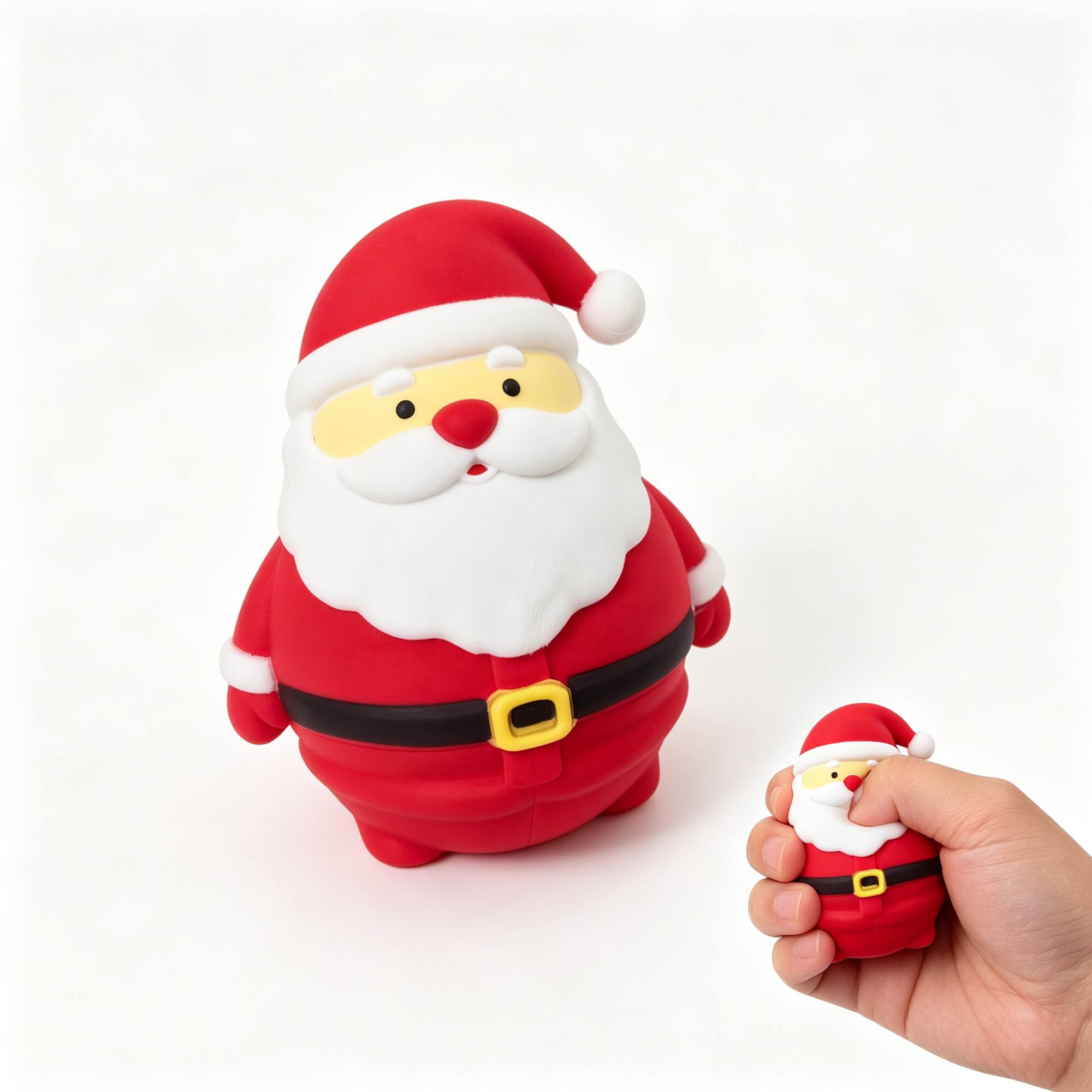 Angle. Link - Link Christmas Santa Claus Squishy Toy, Stress Relief Fidget, Cute Holiday Squeeze Sensory Toy, Stocking Stuffer - Multicolored.