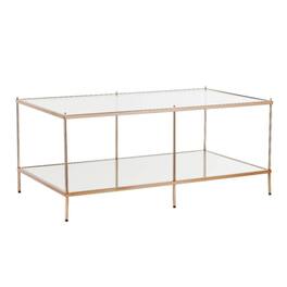Hivvago - 42 Inch Glass And Metal Coffee Table - Gold
