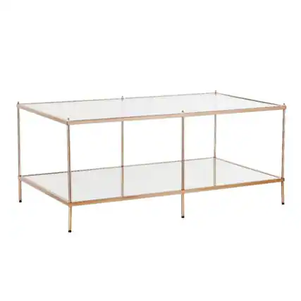 Front. Hivvago - Hivvago 42 Inch Glass And Metal Coffee Table - Gold.