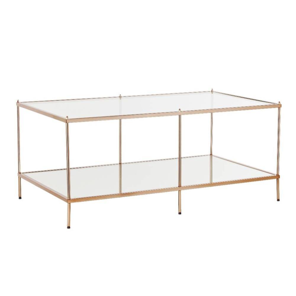 Front. Hivvago - Hivvago 42 Inch Glass And Metal Coffee Table - Gold.