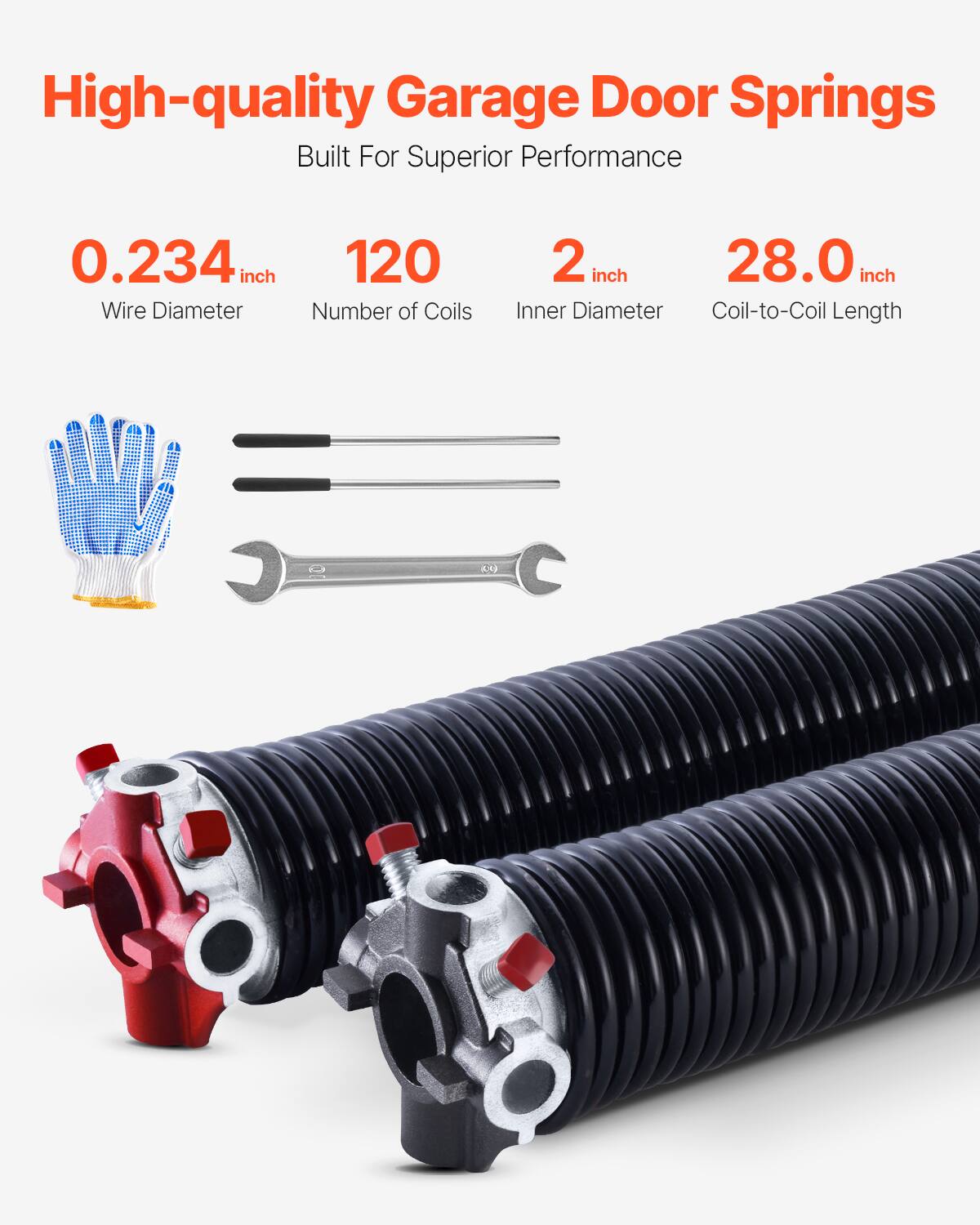 High-quality Garage Door Springs Built For Superior Performance

- 0.234 inch Wire Diameter
- 120 Number of Coils
- 2 inch Inner Diameter
- 28.0 inch Coil-to-Coil Length