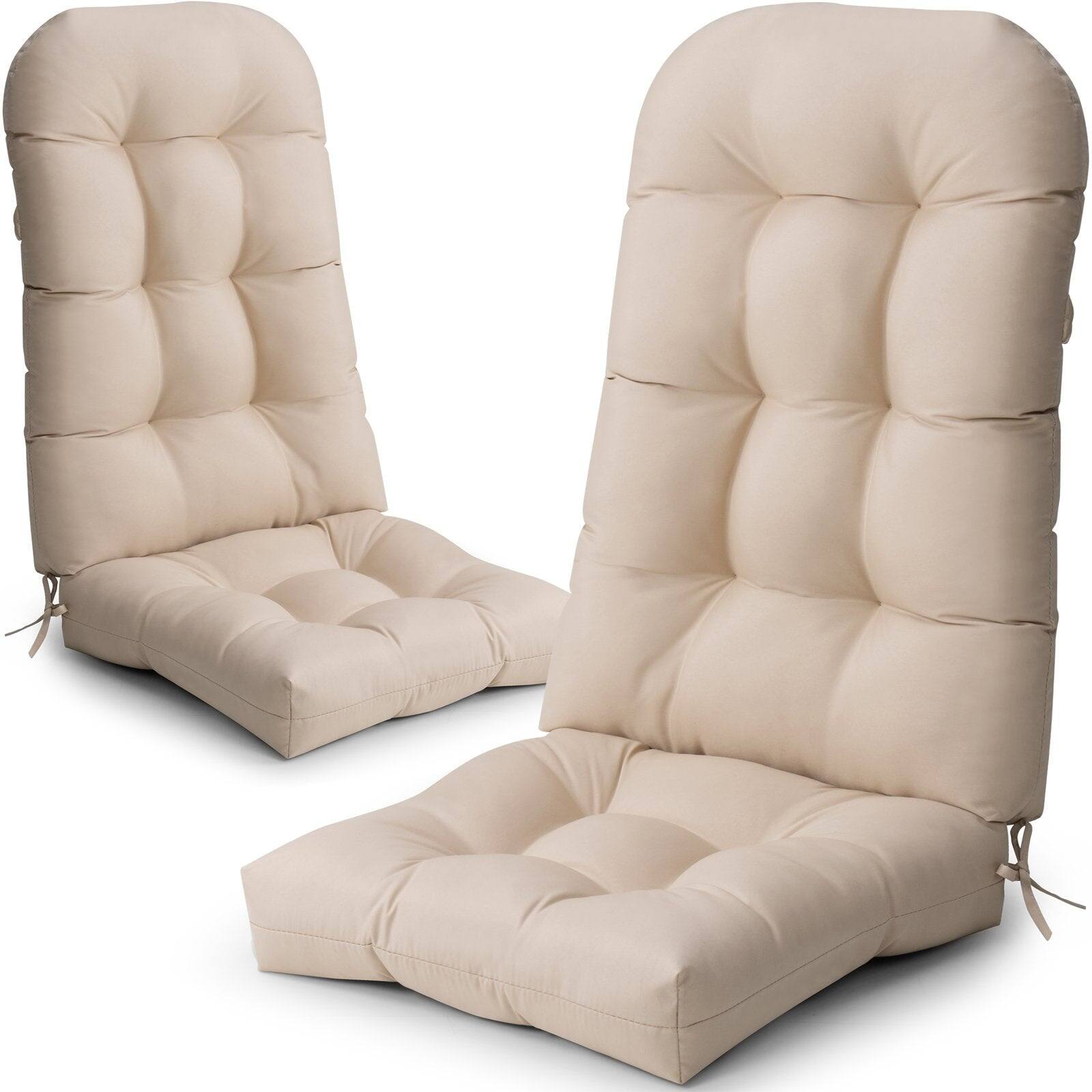 Back. Crestlive Products - Crestlive Products Outdoor High Back Adirondack Rocking Chair Cushions Set of 2 - Light gray.