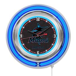 Holland Bar Stool Co. - Miami Marlins Double-Walled Neon Clock - Multicolor