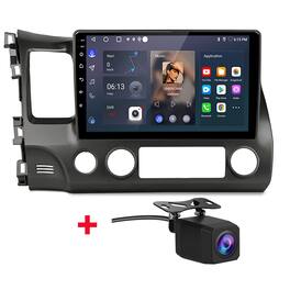 Junsun - Backup Camera 10" 2+64G Android 15 carplay Car Stereo Radio GPS Navi WIFI RDS DSP SWC BT FM For Honda Civic 2006-2011 - Black