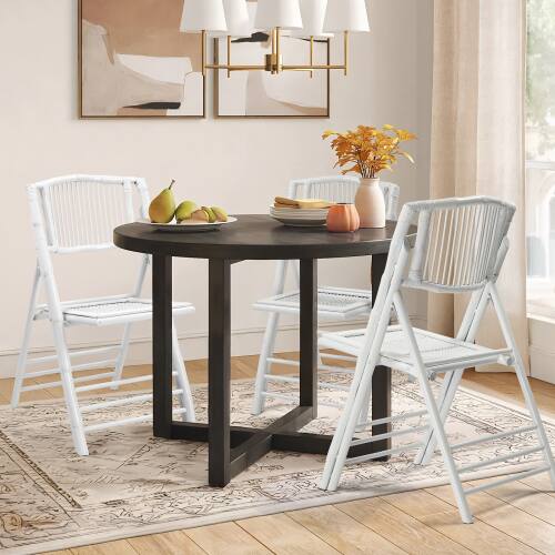 Alt View 4. Winado - 34in 1PC Portable Bamboo Folding Chair, Comfortable Seat Dining Chair for Indoor Outdoor Patio Wedding Party Events - White.